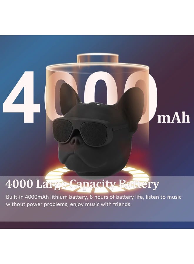 Sanpyl مكبر صوت بلوتوث محمول، كلب فرنسي 10 واط صوت ستيريو مشغل موسيقى بلوتوث 4.1 مكبر صوت لاسلكي مع 32 جيجابايت توسيع، وظيفة راديو، دعم الأوامر الصوتية، بطارية مدمجة - Image 3